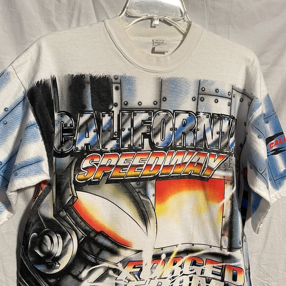 Vintage 90s T-shirt Large AOP California Speedway Racing Car 1997 NASCAR Allover - Picture 4 of 14